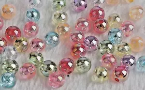 100 ROUND ACRYLIC BEADS 10mm AB LUSTRE MIXED COLOURS TOP QUALITY - Picture 1 of 1