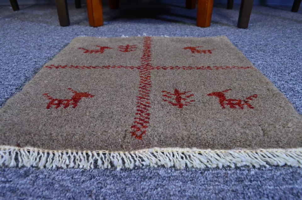 1英尺3英寸x1英尺3英寸传统羊毛手工打结东方部落地区地毯Gabbeh地毯 — 第 1/4 张图片