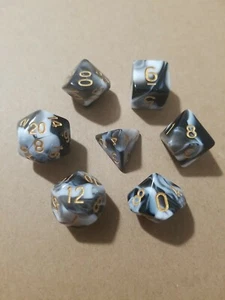 Polyhedral Gaming 7Pc Dice Set Black/White; DnD, Roleplaying, FREE SHIPPING - Picture 1 of 2