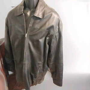 L.A Leather Black Coat Lightweight Non-Lined Size L Repair Read! Full Zip - Picture 1 of 8
