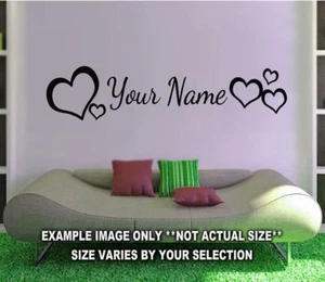 PERSONALIZED NAME HEARTS GIRLS ROOM WALL ART KIDS CHILDREN NURSERY DECAL STICKER - Picture 1 of 4