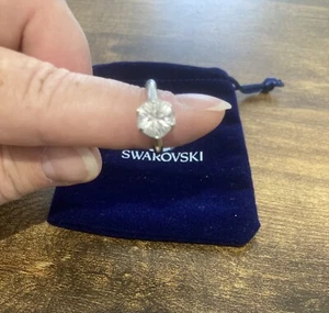 Swarovski Harlequin Clear Solitaire Rhodium Plated Ring Size 52 Free Pouch £20+ - Picture 1 of 12