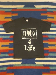 Vintage 1998 WCW NWO 4 Life Shirt Size L Black Wrestling Sting - Picture 1 of 9