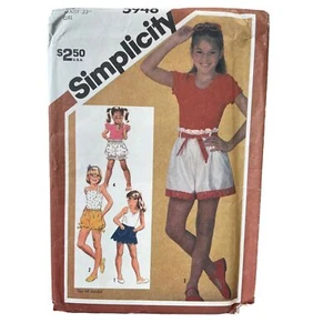 Simplicity Sewing Pattern 5948 Shorts with Ties Girls Size 7 Waist 23" UNCUT - Picture 1 of 2