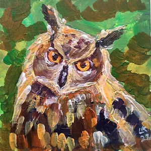 Original Gemälde Majestätischer Adler Eule Tierwelt Vogel Portrait Leinwand Natur Kunst - Bild 1 von 6