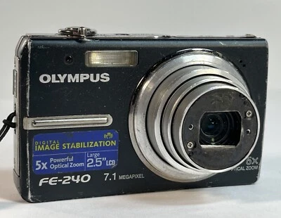 Olympus Stylus FE-240 7MP Digital Camera - Black- W/ Battery NO Charger - Image 1 of 4