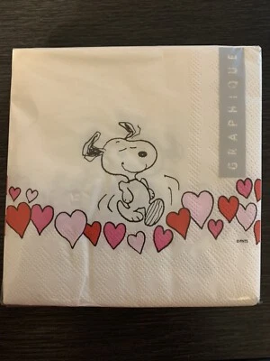 Servilletas de papel para bebidas corazones de San Valentín Graphique Peanuts Snoopy 40 unidades Foto 1 de 2