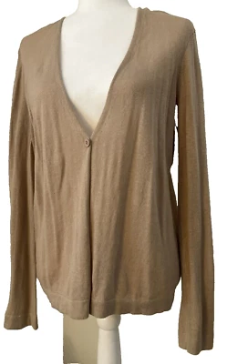 BCBG Maxazria Suéter Cárdigan Ligero Lino Sésamo Beige Talla Mediana NUEVO Foto 1 de 4