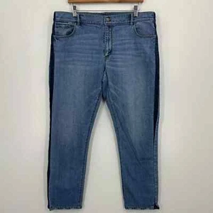 Ann Taylor Jeans Women's Size 14 Blue Girlfriend Low Rise Side Striped Stretch - Picture 1 of 11
