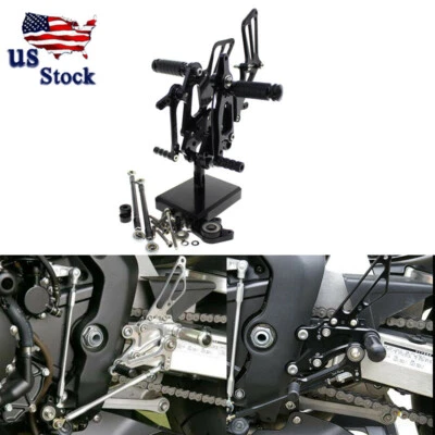 Reposapiés ajustable CNC negro para Honda CBR1000RR 2004-2006 2007 Foto 1 de 4