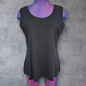 Exclusively Misook Black Jersey Scoop Neck Sleeveless Cami Tank Top Medium G65 - Picture 1 of 6