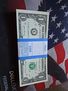 2017 (100) Consecutive Uncirculated One Dollar Bills Dallas Texas  K Series - Picture 1 of 2