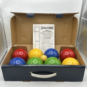 Vintage Spalding Bocce Ball Classic Set Lawn Bowling Made In Italy NICE CLEAN - Picture 1 of 16