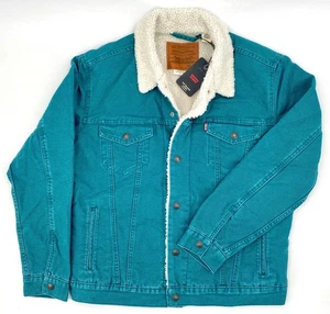 Levi’s Trucker Sherpa Jacke Herren  Grün Denim Teddyfell NEU GR1297(XL) - Bild 1 von 11
