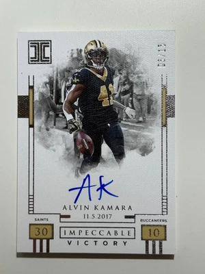 2018 Panini Impeccable Victory Alvin Kamara /15 On Card Auto SSP RARE - Image 1 of 2
