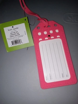2 NWT Kate Spade New York Off We Go Luggage Tag Coral Caning.  - Image 1 of 4