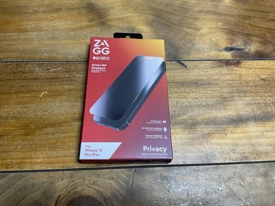 Protector de pantalla de vidrio 360 privacidad protector invisible ZAGG Apple iPhone 15 Pro Max Foto 1 de 4