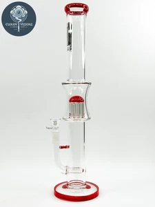 18” Straight Tube Glass Bong – Red Thick Water Pipe Hookah w/ 18mm Bowl - Picture 1 of 6