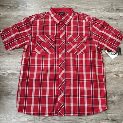 MECCA Vintage 90s Brand Utility Button Up Shirt Mens XXL Red Plaid New - Image 1 of 4