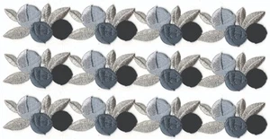 Grey Floral Leaf Embroidered Trim Patch Sewing Craft DIY (7 1/2" in) Set of 3pcs - Picture 1 of 1