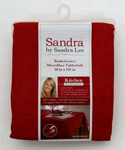 SANDRA LEE Basketweave Microfiber Tablecloth RED 60" x 102" NEW IN PACKAGE KMART - Picture 1 of 4