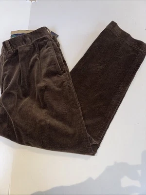 NWT POLO RALPH LAUREN ETHAN WIDE WALE CORDUROY PLEATED PANTS Brown MENS 38x30 - Image 1 of 4