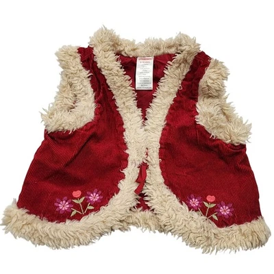 Chaleco Gymboree Bebé Rojo Pana Bordado Flor Muñeca Preuana 6-12 Foto 1 de 4