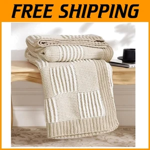 Artisan Kariert Strick Überwurf Decke, Französischer Stil, 50"x60" - Bild 1 von 11