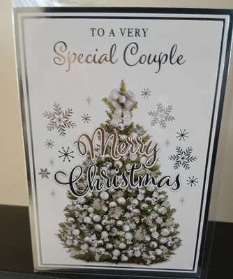 POPPYHILL SPECIAL COUPLE CHRISTMAS GREETING CARD TRADITIONAL SILVER XMAS TREE FREE P&P