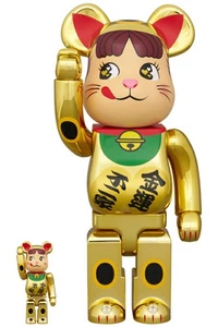 BE@RBRICK Maneki Neko Peko-chan Dinero Suerte Doble Ovalado Chapado en Oro 100% y 400% m - Imagen 1 de 3