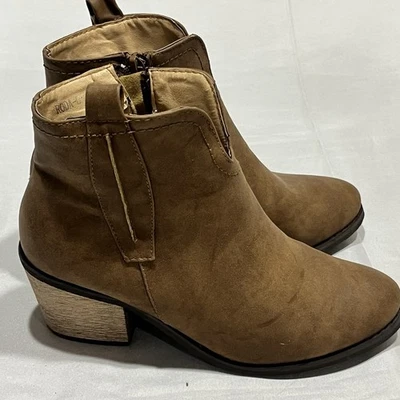 Reneeze Botas 6.5 Marrón Cremallera Tacón Bajo Bloque Botines Tobillo Confort Zapatos Invierno  Foto 1 de 4