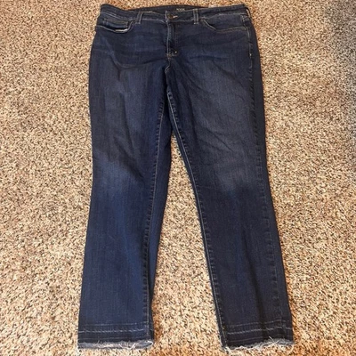 NYDJ Alina Ankle Jeans Women's Size 16 Dark Wash Frayed Hem Lift Tuck - Image 1 of 4