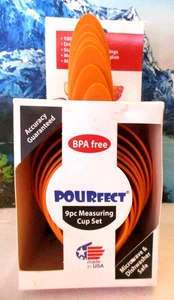 Pourfect 9-teiliges Messbecher-Set ~ Mandarine Kunststoff ~ 1/8 bis 2 Tassen Hergestellt in den USA - Bild 1 von 13