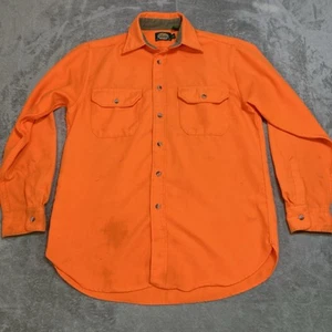 Vtg Cabela's Blaze Orange Button up Shirt Mens M Hunting Safety Made in USA - Picture 1 of 7