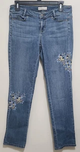 J. Jill Damen bestickt Blumen Weekender gerades Bein Denim Jeans Größe 2P blau - Bild 1 von 11