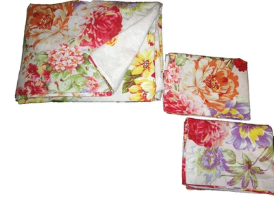 NANKO Chinoiserie FLORAL BIRDS RED PINK PURPLE (3P) FULL/QUEEN DUVET SET - Image 1 of 4