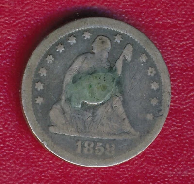 Cuarto de plata Seated Liberty 1858 **bien circulación** ¡envío gratuito!! Foto 1 de 2