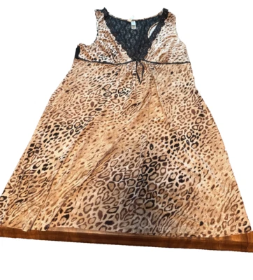 Camisón Ambrielle Chemise Talla XL Leopardo Encaje Babydoll Encaje Negro Foto 1 de 4