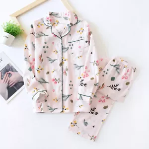 Women Pajamas Set 100% Cotton Printed Sleepwear Casual Nightwear Gauze Home Wear - Picture 1 of 79
