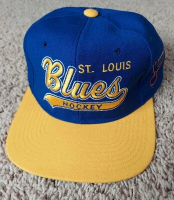 Vintage St. Louis Blues 1990's Starter Script Snapback Cap Hat 100% Wool NWOT - Image 1 of 4