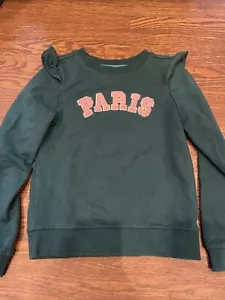 EUC Janie and Jack WINTER SPRING FALL pink green ruffled PARIS sweatshirt size 6 - Picture 1 of 5