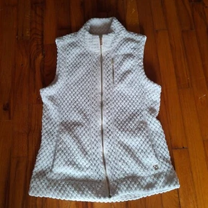 Calvin Klein Ivory Fleece Full Zip Vest White Women Size S Gold Zipper - Picture 1 of 7