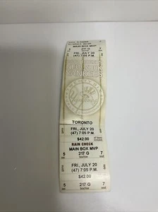 New York Yankees Vs Toronto Friday, July 20 2001 Rain Check Ticket - Picture 1 of 7