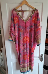Copricaftano/spiaggia MONSOON rosa floreale midi trasparente adatto UK L/XL - Foto 1 di 5