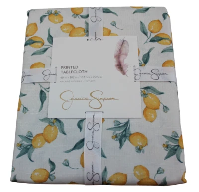 Jessica Simpson Lemon Printed Tablecloth Summer Dining Fruit 60X102 60X84 NWT - Image 1 of 4