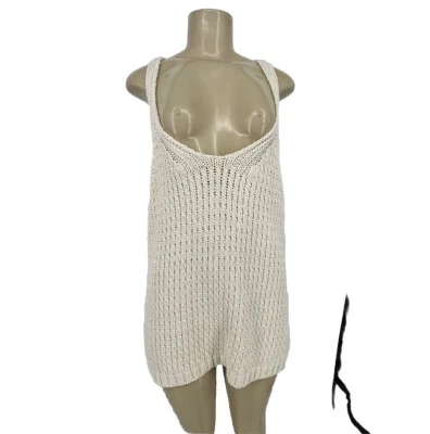 Anthropologie Moth 大号 Sunidra 针织赛车棉质针织背心象牙色 35-4 — 第 1/4 张图片