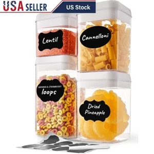 Airtight Food Storage Containers Set of 4 Stackable Canisters Easy Lock Lids New - Picture 1 of 7
