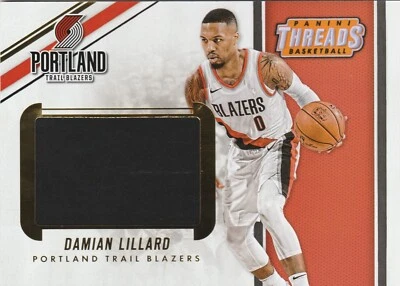 DAMIAN LILLARD 2017-18 PANINI THREADS 5X7 JUMBO BOX TOPPER GAME USED JERSEY - Image 1 of 2