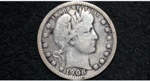 1906-O Barber Quarter * 90% Silver * VG+ Details * Partial LIBERTY * Cover