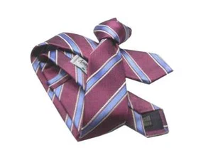 Cravatta viola vino bordeaux a righe azzurre made italy seta top quality - Imagen 1 de 6